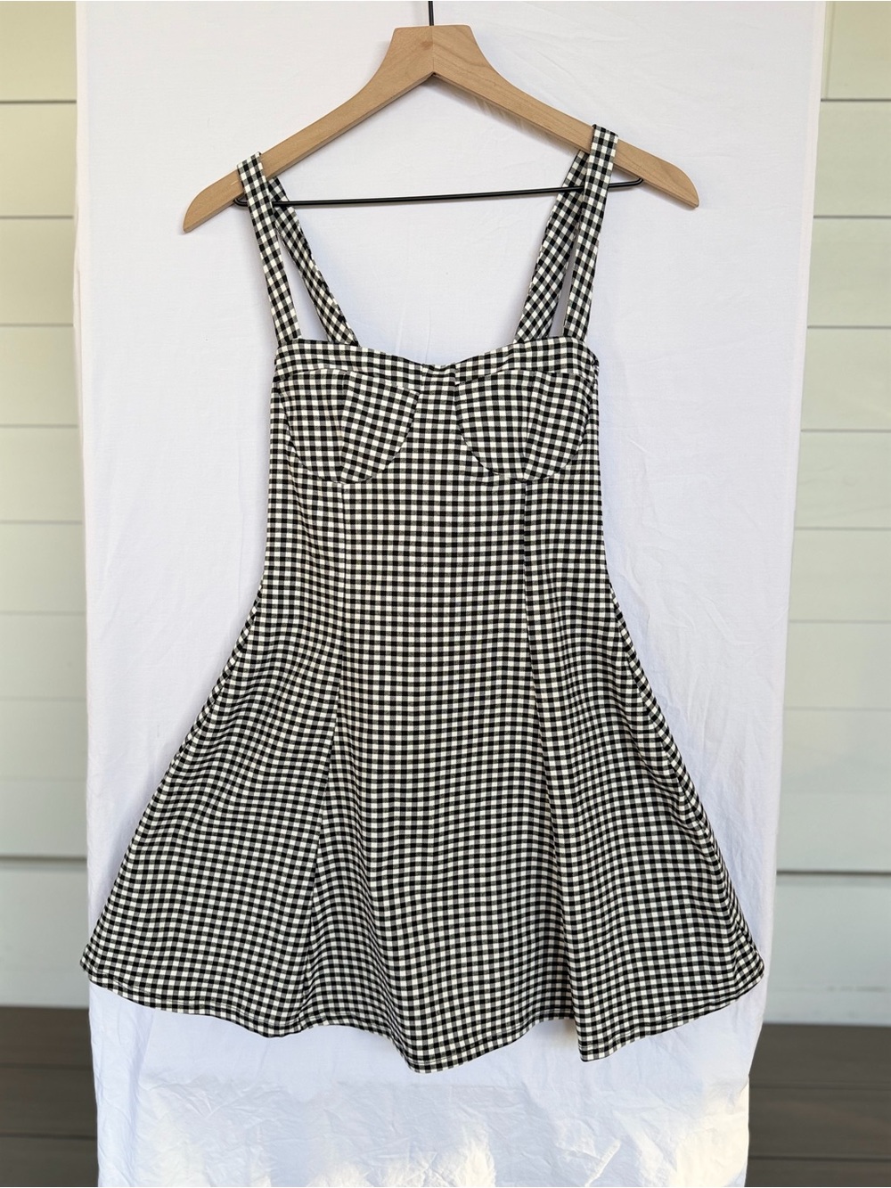 21 SAINTS Gingham Bustier Mini Dress Coquette Cottagecore Picnic Tie Back S
